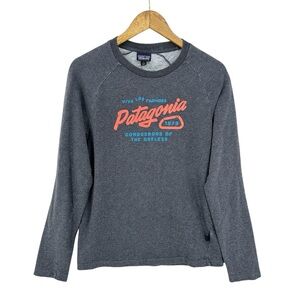 PATAGONIA Sweatshirt Viva Los Funhogs Crew Neck Long Sleeve Gray